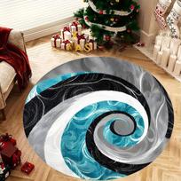 Round Swirl Area Rug Boho Abstract Design Modern Turkish Carpet for Living Room Floor Decoration Home Decor Diameter 60cm