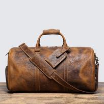 Leather Men'S Hand-Held Travel Bag Large Capacity Shoulder Crossbody Duffel Bag Independent Shoe Position Men'S Bag