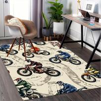 Motocross Riders,Dirt Bike Racing Pattern Printed Chair Mat -Decorative Mats for Office Tables,Coffee Tables - Durable and Fashionable Carpe 100cm x 120cm