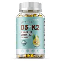 Vitamin D3 and Vitamin K2 soft capsules, formulated with natural coconut oil, all-natural, suitable for adults. 120*1