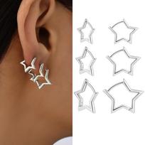 3 poros / rinkinys  Punk Geometric Star Hoop  auskarai moterims Paprasta aukso spalvos vario metalo apskritimas Huggie auskarai Nauji unisex papuošalai