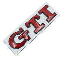 Volkswagen GTI radiatoriaus grotelių emblema Polo ir Golf 5, 6, 7 modeliams - Modifikuotos galinės ir šoninės metalinės emblemos Standard white