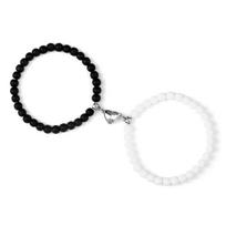 2 vnt./rinkinys Poros Magnetiniai Širdelės Formos Pakabukai Apyrankės 6MM Malachitas Tigro Akis Apyrankės Meilės Santykis Pulsera Papuošalai Dovana Naujas white