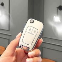 Buick TPU Automobilio Sulankstomo Raktų Dėklas Dangtelis Korpusas Fobo Laikiklis Chevrolet Cruze Aveo Trax Opel Astra Corsa Meriva Zafira Antara J 2 button key cover balta