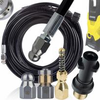 Rosfix JetClean Pro M22-Karcher 3in1 – Kanalizacijos valymo rinkinys 20m | Bajoneto adapteris | 3 antgaliai | Maks. 180 bar