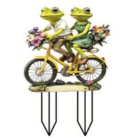 Varlių pora Sodo kuolas 2D Akrilinė plokščia varlių dekoracija Vandeniui atsparus gyvūnų kuolas gėlių vazonui, loveliui, lango dėžutei Frog