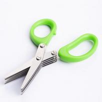 Muti-Layers Kitchen Scissors Stainless Steel Vegetable Cutter Scallion Herb Laver Spices Cooking Tool Cut Kitchen Accessories green