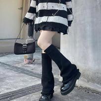 Y2K žieminiai kojų šildytuvai Fluffy Goth Priedai Gothic Lolita Trikotažo ilgos kojinės Moteriškos kojų šildytuvai Moteriškos kojinės gotikinės stilingos antblauzdžiai juoda