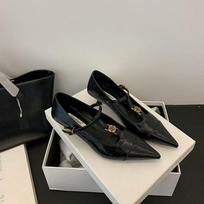 Retro Style Fine Heel Women Mary Jane Shoes Fashion Shallow Pointed Toe Ladies Comfort Office Pumps Footwear Sandalias 39 juoda