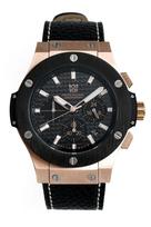 Hyakuichi Chronograph Pink Carbon Black Leather Strap [HYAKUICHI 101] No.8L Watch, Gold, Fiber,
