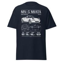 1990-93 Mazda Miata MX5 Marškinėliai NA Brėžinio Specifikacijų Plakato Stiliaus Automobilių Mėgėjo T-shirt 2XL gray
