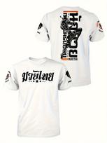Muay Thai pure cotton Tshirt Unisexs Fitness Muscle Athletic Casual Streetwear White L black