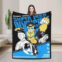 Invincible Comic Mark Grayson Fleece Blankets Anime Awesome Throw Blanket for Home 150*125cm Rug Piece Lightweight Thin 30x40in