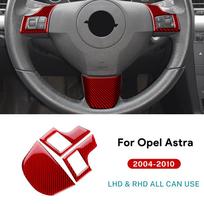 Real Soft Carbon Fiber For Vauxhall Opel Astra H MK5 2004 2005 2006 2007 2008 2009 2010 Car Steering Wheel Button Frame Sticker For LHD RHD Red