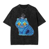 Kpop Demono Medžiotojai Derpy Tigro Spausdinami Trumpomis Rankovėmis Retro Oversize Skalbti Marškinėliai Vyrams Moterims Medvilniniai Laisvi Apvalios Kaklo Marškinėliai S black