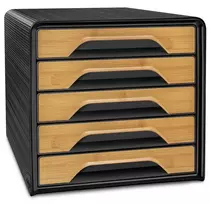 CEP Office Solution Smoove Silva Drawer Box 5 Drawers Black/Bamboo