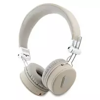 Guess Grained Classic Round Shape Wireless Bluetooth Over-Ear Headphones with ENC, Beige