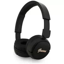 Guess Metal Logo Script belaidės ausinės Bluetooth 5.3, uždedamos ant galvos, juodos