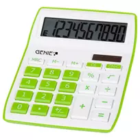 Genie 840 G stalinis skaičiuotuvas - 10 skaitmenų - pakreipiamas ekranas - saulės ir baterija - žalia/balta