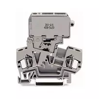 WAGO 281-611 TOPJOB® S Praeinanti gnybtų jungtis, 3 prijungimo taškai, 6 mm², pilka, DIN-35 bėgelis
