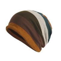 Unisex Striped Slouchy Baggy Beanie Hat Warm Autumn Winter Hip Hop Skull Cap oranžinė