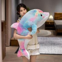 1/50-130cm Kawaii milžiniškas delfino pliušinis pagalvė vaivorykštės jūrų gyvūnas minkštas žaislas namų dekoras about 50cm gray