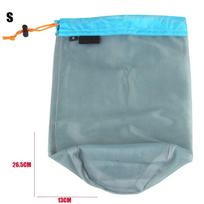 1PC Ultralight Mesh Laundry Bag Outdoor Camping Hiking Sports Drawstring Storage Sack for Climbing Tools S(13x26.5cm) gray