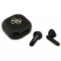 Guess 4G Metal Logo belaidžiai Bluetooth ausinukai su įkrovimo dėklu (juodi)