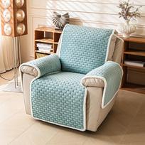 Thick Plush Recliner Sofa Cover 1 Seater Plaid Pattern Armchair Slipcovers Washable Relax Recliner Chair Protector Home Decor gray