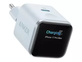 ANKER Nano Charger 45W GaN 1x USB-C ActiveShield 5.0 Touchsensor iPhone Recognition SmartDisplay Pastel Blue