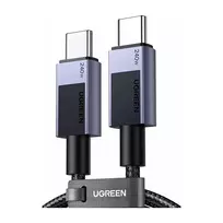 UGREEN L513 USB-C į USB-C laidas 240W PD3.1 480Mbps Nailoninis pintas Aliuminio korpusas Integruotas kabelio raištis 1m Pilka (45067)