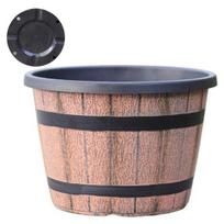 Flowerpot Rustic Barrel Style Plant Pots with Built-In Drainage Holes 8  Brown Plastic-Inspired Finish Extra-Large, Thick Planter for Patio Garden Perforated black