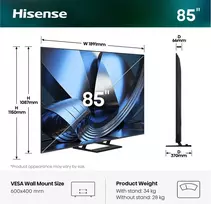 HISENSE 85U7DSE 85 colių ULED 4K Mini-LED išmanusis televizorius (2024)