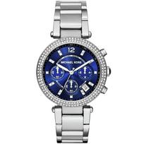 Michael Kors MK6117 Mėlynas ciferblatas Parker Moteriškas laikrodis 39mm sidabras