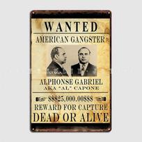 DORA Tin Sign Al Capone Vintage Gangster Wanted Poster Metal Plaque Poster Pub Pub Garage Vintage Mural Painting Tin Sign Poster 20x30cm（7.8x11.8inch）
