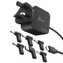 J5CREATE 67W GaN PD USB-C Mini Charger UK Plug with 6 DC Connectors