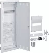 HAGER Volta Hybrid Flush-Mounted Distribution Board, 12 Modules, 1 Row, 3 Mounting Plates, 230V Socket, White (RAL 9010)