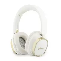 Guess Bluetooth ENC Rectangle Metal Script Over-Ear Headphones White