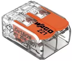 WAGO 221-412 Kompaktiškas sujungimo gnybtas 2 laidams 0,2-4 mm² Skaidrus (100 vnt. pakuotė)