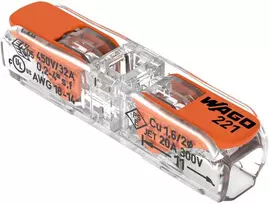 WAGO 221-2411 2-jungčių kompaktiška jungiamoji gnybtų juosta, 0,2-4 mm², 60 vnt. pakuotė