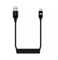 Evelatus AutoSpring Coiled Cable USB A to USB C 1.2m Black