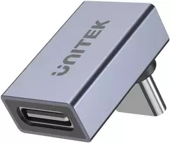 UNITEK USB-C į USB-C 90 laipsnių kampu lenktas adapteris 40Gbps 240W Space Gray