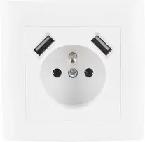 VCX WESA LC 13A kištukinis lizdas su USB įkrovikliu baltas