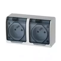 ELEKTRO-PLAST NASIELSK Hermes GNT Dvigubas atsparus oro sąlygoms lizdas 16A IP44 su dūminiu dangteliu 0322-01
