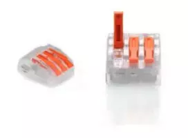 TRYTYT PC-233 3 krypčių svirtinis jungiklis 0,2-4,0 mm² 50 vnt. Skaidrus oranžinis