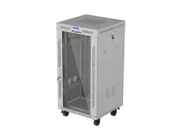 LANBERG 19 inch 22U Grindinis Stovo Spintos Rėmas 600x600 mm Pilkas Grūdinto Stiklo Durys su LCD Ekranu (Ploščios Pakuotės)
