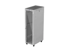 LANBERG 19 inch 42U Grindinis Stovo Rack Spintelė 600x1000 mm Pilka Su Grūdinto Stiklo Durimis ir LCD Ekranu (Plokščia Pakuotė)