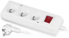 JONEX ilginimo laidas su trigubu lizdu ir jungikliu 3x2P+Z 10A 5m baltas