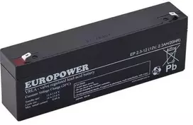 EUROPOWER EP 2.3-12 AGM akumuliatorius 12V 2,3Ah 6-9 metų eksploatacijos trukmė