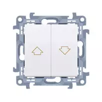 KONTAKT SIMON 10 modulio balta žaliuzių valdymo mygtuko rodyklė su varžtiniais gnybtais 10A 250V